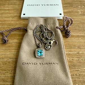 David Yurman Petite Albion Blue Topaz & Diamond Necklace - $795 retail